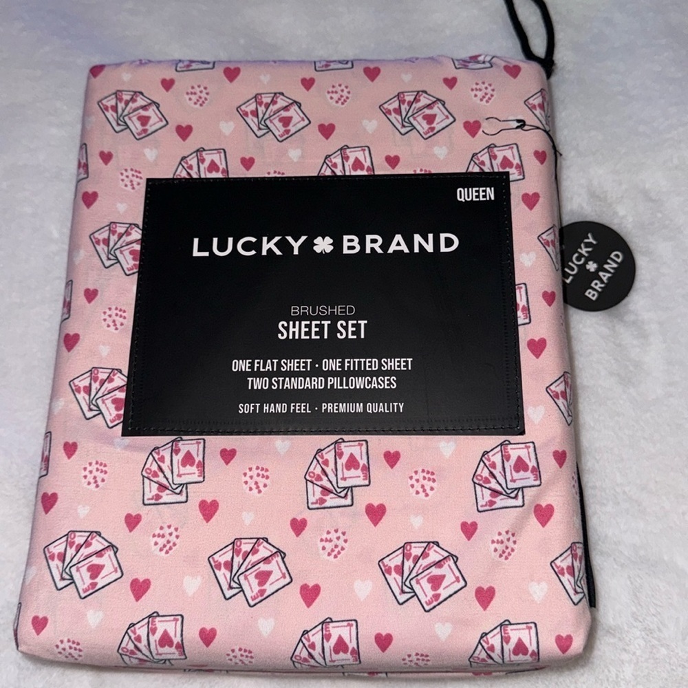 Lucky brand 2024 Valentine’s Day love card queen sheet set 